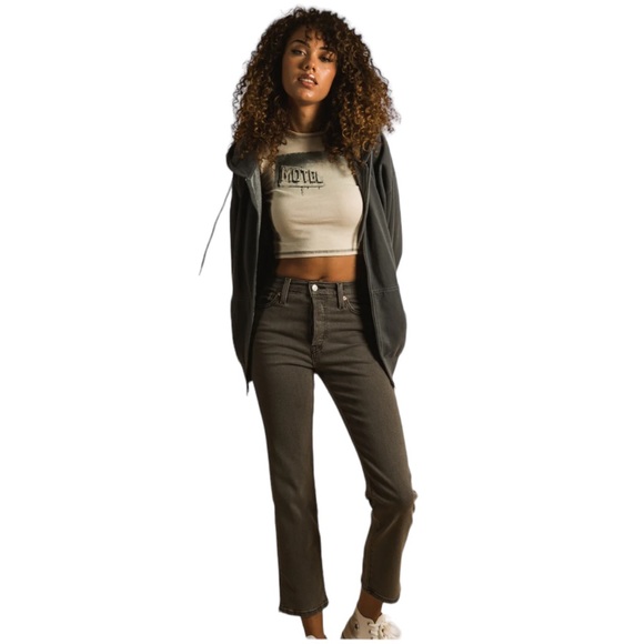 Levi’s Wedgie Straight High Rise Button Fly Comet Grey Jeans Size 25 - Picture 1 of 5